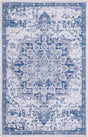 Washable Gray Blue 3' 11 x 6' 1 Renaissance Rectangle Area Rug Easy to Clean Stain Resistant & Durable Colorful Distressed Vintage Carpet for Sale at Rug Engine