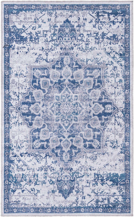 Gray Blue 3' 3 x 5' 3 Renaissance Washable Rectangle Rug