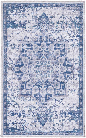 Gray Blue 2' x 3' Renaissance Washable Rectangle Rug