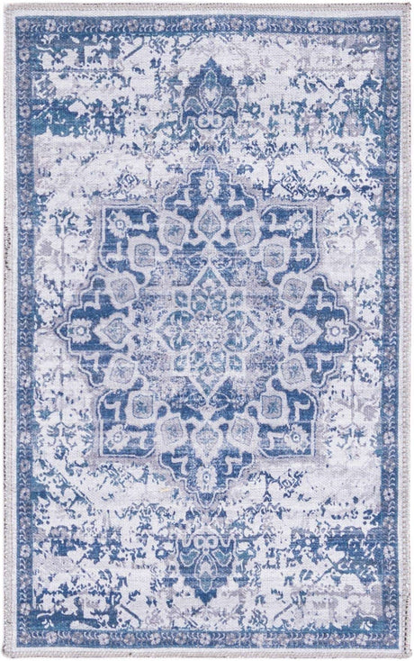 Gray Blue 2' x 3' Renaissance Washable Rectangle Rug