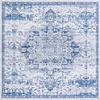 Washable Gray Blue 10' 6 x 10' 6 Renaissance Square Area Rug Easy to Clean Stain Resistant & Durable Colorful Distressed Vintage Carpet for Sale at Rug Engine