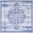 Washable Gray Blue 7' 10 x 7' 10 Renaissance Square Area Rug Easy to Clean Stain Resistant & Durable