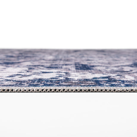 Washable Gray Blue 7' 10 x 7' 10 Renaissance Square Area Rug Easy to Clean Stain Resistant & Durable Colorful Distressed Vintage Carpet for Sale at Rug Engine