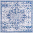 Gray Blue 7' 3 x 7' 3 Renaissance Washable Square Rug