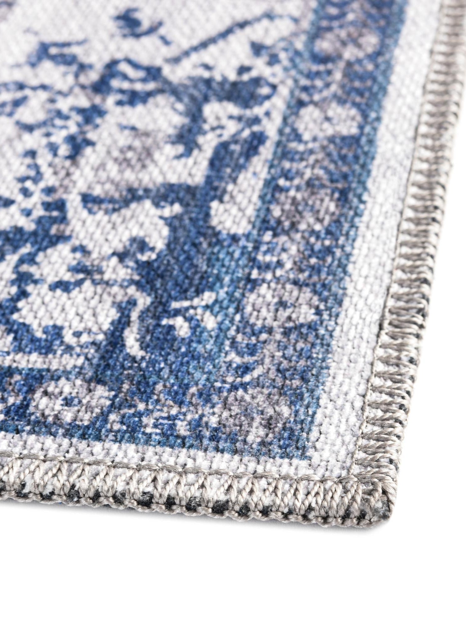 Washable Gray Blue 2' x 13' 1 Renaissance Runner Area Rug Easy to Clean Stain Resistant & Durable Colorful Distressed Vintage Carpet for Sale at Rug Engine