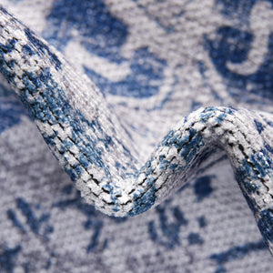 Gray Blue 2' x 13' Renaissance Washable Runner Rug