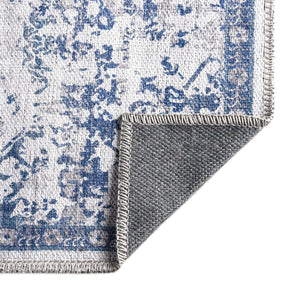 Washable Gray Blue 2' 7 x 12' Renaissance Runner Area Rug Easy to Clean Stain Resistant & Durable Colorful Distressed Vintage Carpet for Sale at Rug Engine