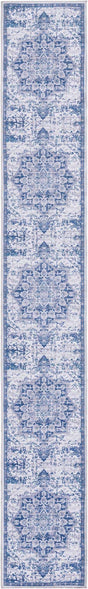 Gray Blue 2' x 13' Renaissance Washable Runner Rug