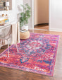 Multicolor Fuchsia 10' 6 x 14' Renaissance Washable Rectangle Rug