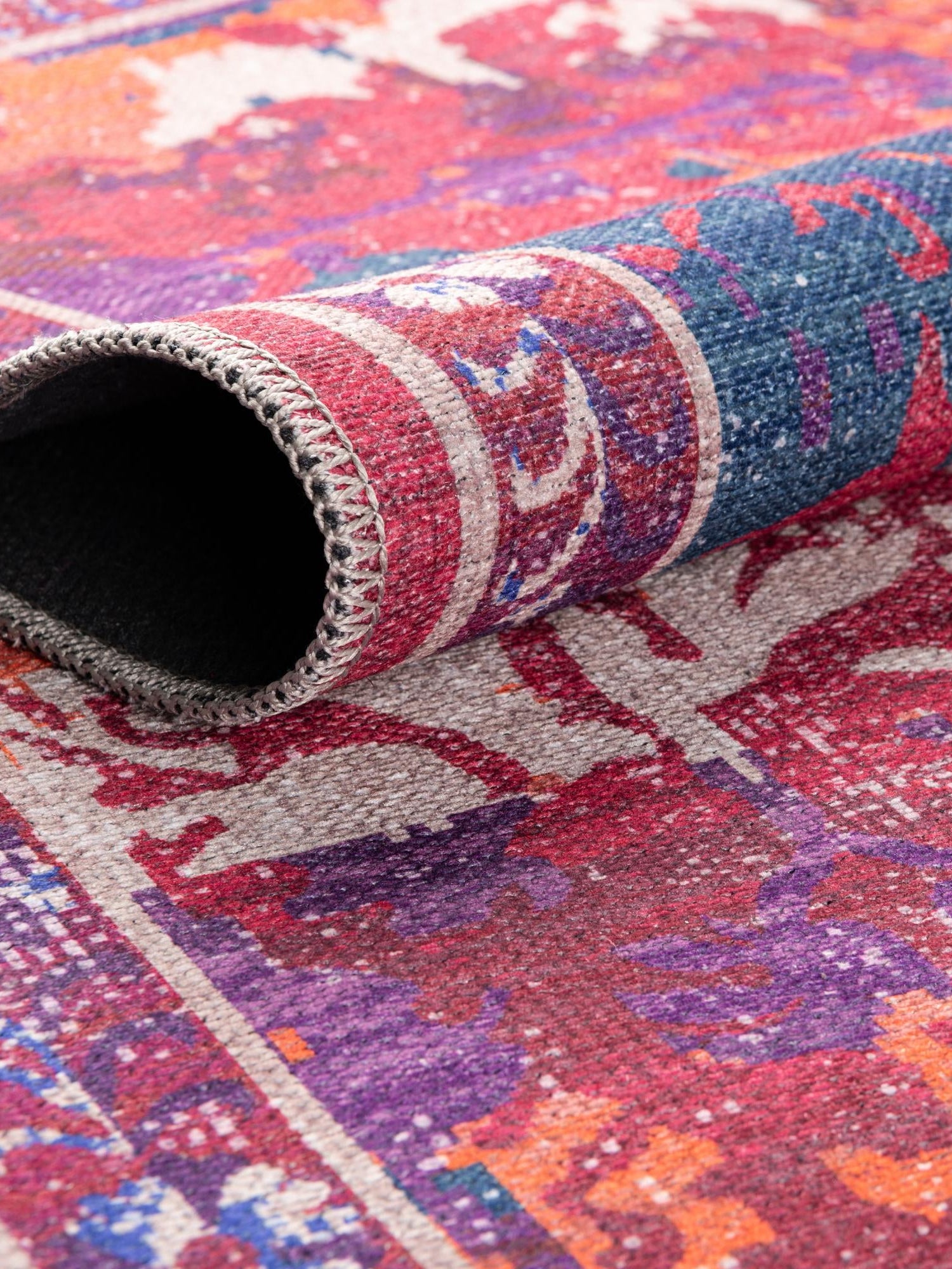 Washable Multicolor Fuchsia 10' 6 x 13' Renaissance Rectangle Area Rug Easy to Clean Stain Resistant & Durable Colorful Distressed Vintage Carpet for Sale at Rug Engine