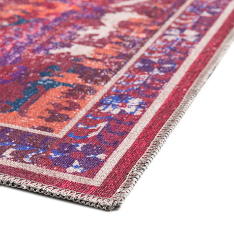 Washable Multicolor Fuchsia 10' 6 x 14' Renaissance Rectangle Area Rug Easy to Clean Stain Resistant & Durable Colorful Distressed Vintage Carpet for Sale at Rug Engine