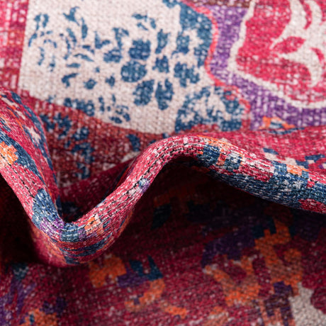 Washable Multicolor Fuchsia 10' 6 x 14' Renaissance Rectangle Area Rug Easy to Clean Stain Resistant & Durable Colorful Distressed Vintage Carpet for Sale at Rug Engine