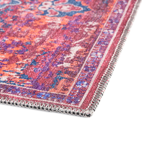 Washable Multicolor Fuchsia 2' x 13' Renaissance Runner Area Rug Easy to Clean Stain Resistant & Durable Colorful Distressed Vintage Carpet for Sale at Rug Engine