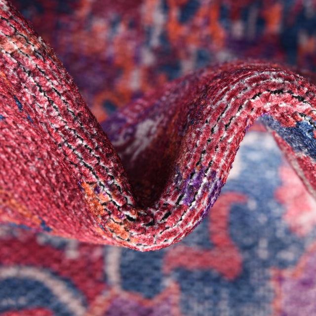 Multicolor Fuchsia 2' x 13' Renaissance Washable Runner Rug