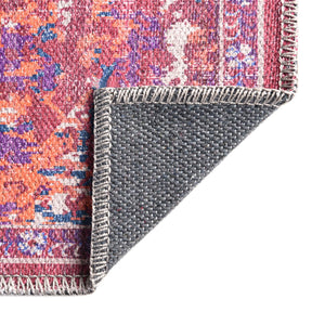 Multicolor Fuchsia 2' x 13' Renaissance Washable Runner Rug