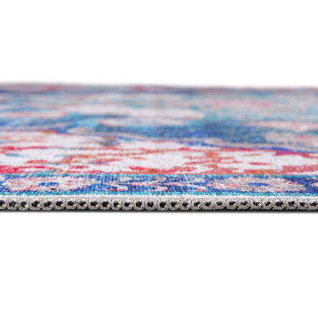 Washable Ivory Blue 10' 6 x 14' Renaissance Rectangle Area Rug Easy to Clean Stain Resistant & Durable Colorful Distressed Vintage Carpet for Sale at Rug Engine