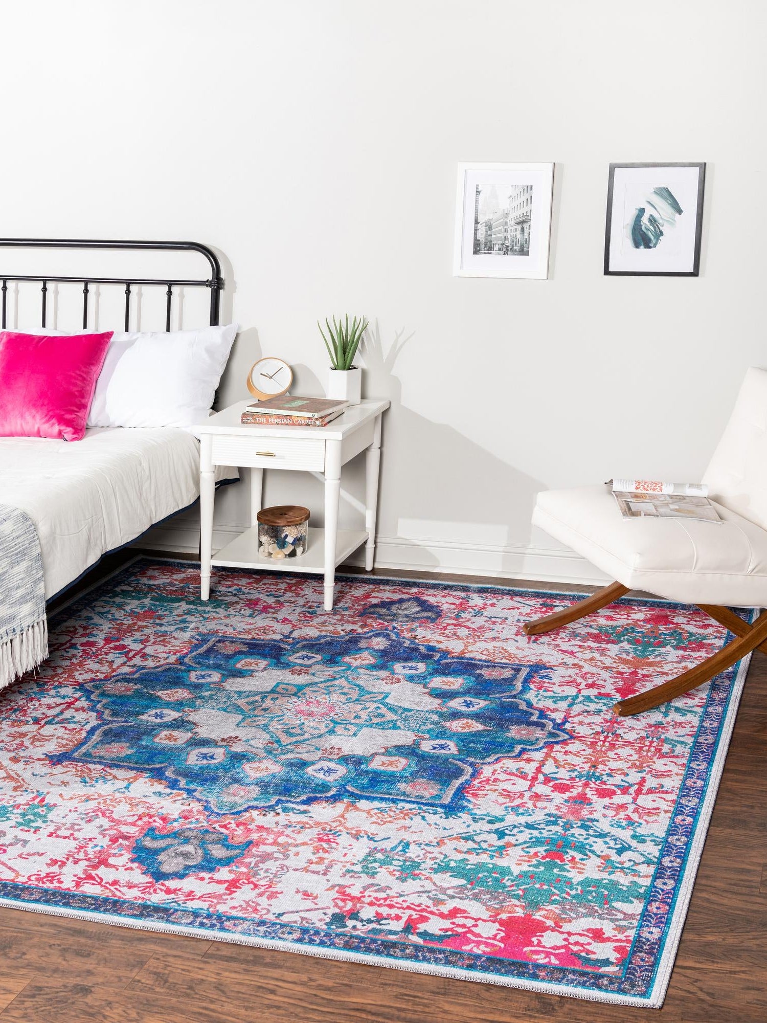 Washable Ivory Blue 10' 6 x 10' 6 Renaissance Square Area Rug Easy to Clean Stain Resistant & Durable Colorful Distressed Vintage Carpet for Sale at Rug Engine