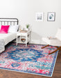 Ivory Blue 10' 6 x 10' 6 Renaissance Washable Square Rug