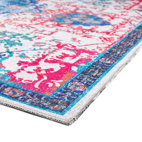 Washable Ivory Blue 10' 6 x 10' 6 Renaissance Square Area Rug Easy to Clean Stain Resistant & Durable Colorful Distressed Vintage Carpet for Sale at Rug Engine