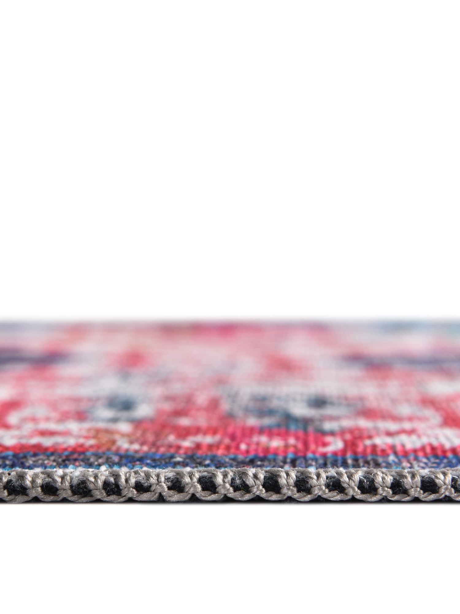 Washable Ivory Blue 2' x 13' Renaissance Runner Area Rug Easy to Clean Stain Resistant & Durable Colorful Distressed Vintage Carpet for Sale at Rug Engine