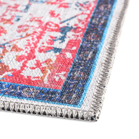 Washable Ivory Blue 2' x 13' Renaissance Runner Area Rug Easy to Clean Stain Resistant & Durable Colorful Distressed Vintage Carpet for Sale at Rug Engine