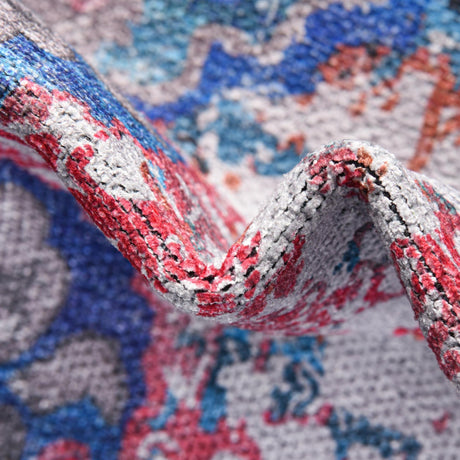 Washable Ivory Blue 2' x 9' 10 Renaissance Runner Area Rug Easy to Clean Stain Resistant & Durable Colorful Distressed Vintage Carpet for Sale at Rug Engine