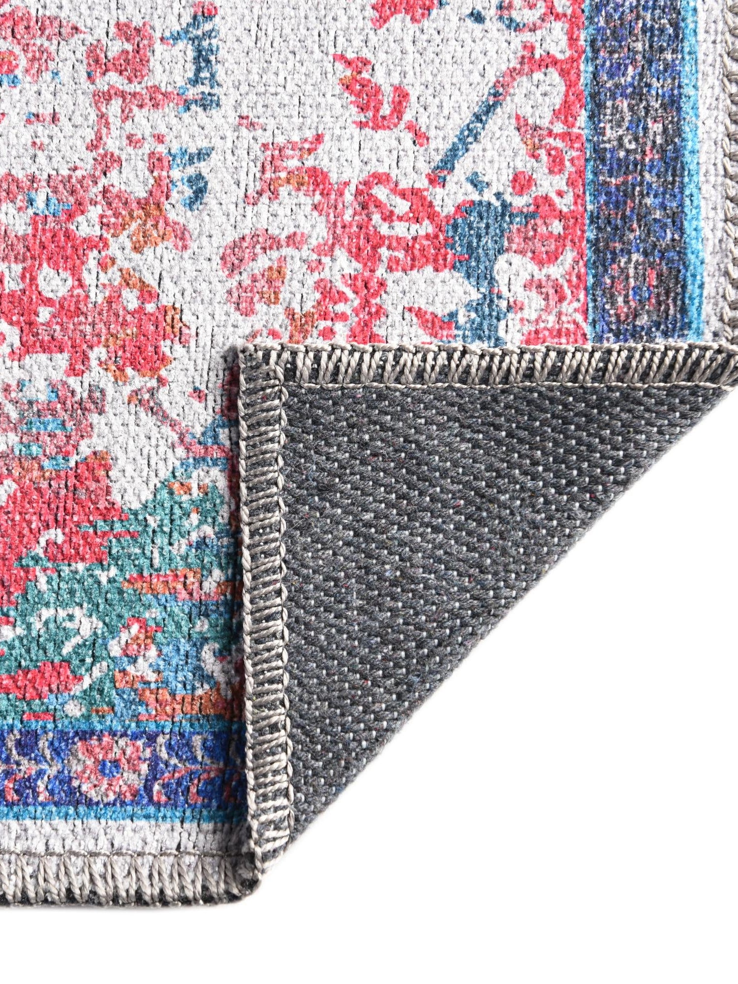 Washable Ivory Blue 2' x 13' Renaissance Runner Area Rug Easy to Clean Stain Resistant & Durable Colorful Distressed Vintage Carpet for Sale at Rug Engine