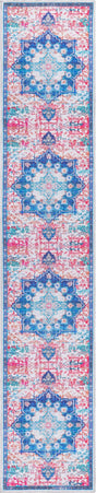 Ivory Blue 2' x 10' Renaissance Washable Runner Rug