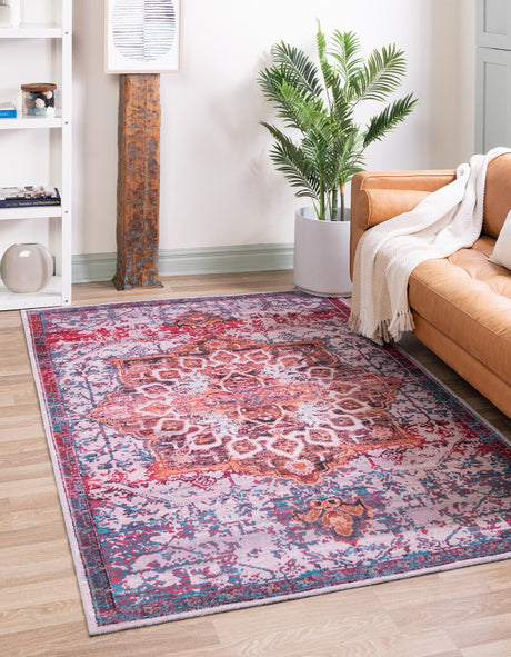 Ivory Orange 8' x 11' Renaissance Washable Rectangle Rug