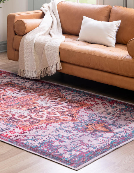 Ivory Orange 8' x 11' Renaissance Washable Rectangle Rug