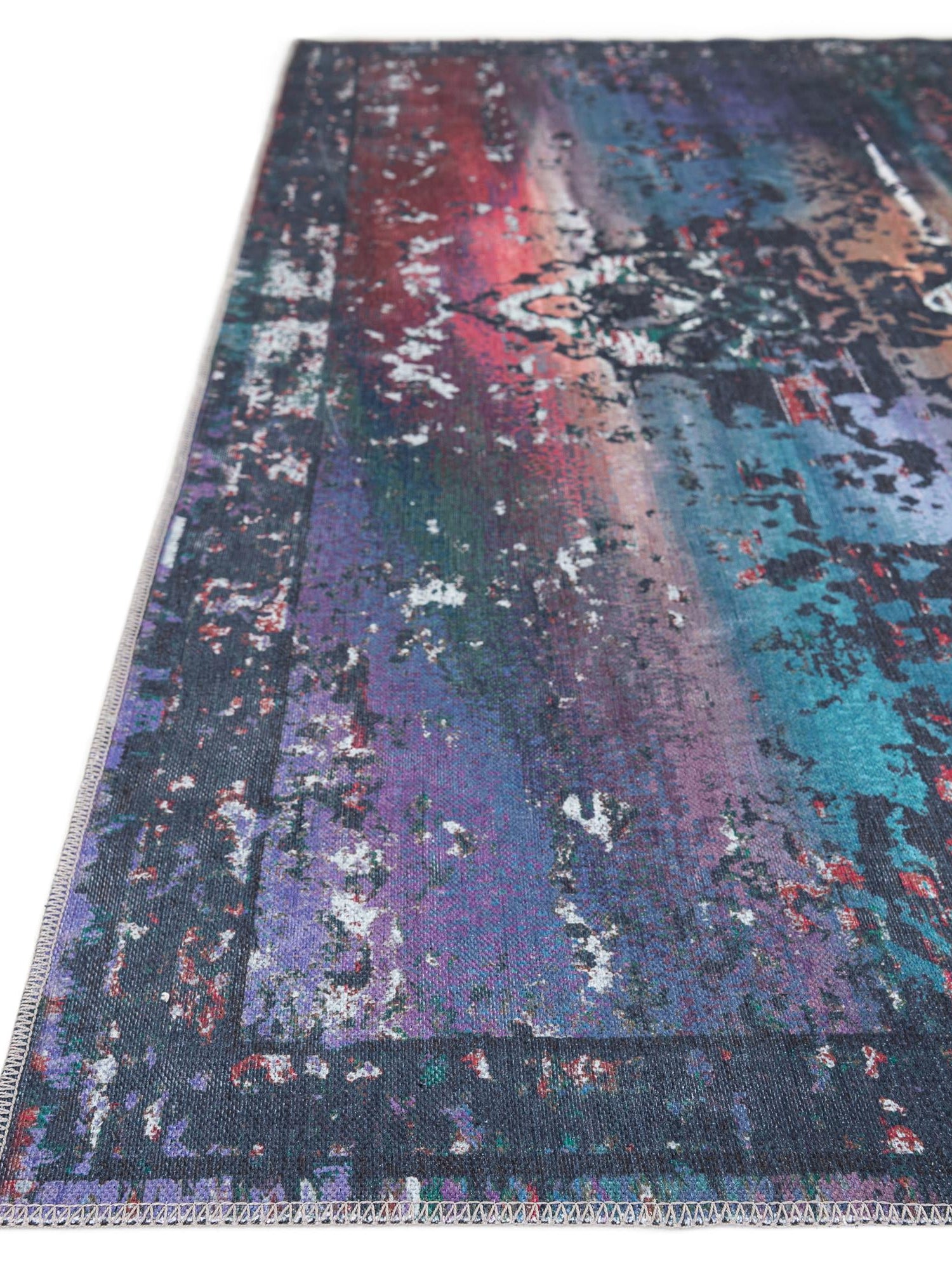 Washable Multicolor Blue 10' 6 x 14' Renaissance Rectangle Area Rug Easy to Clean Stain Resistant & Durable Colorful Distressed Vintage Carpet for Sale at Rug Engine