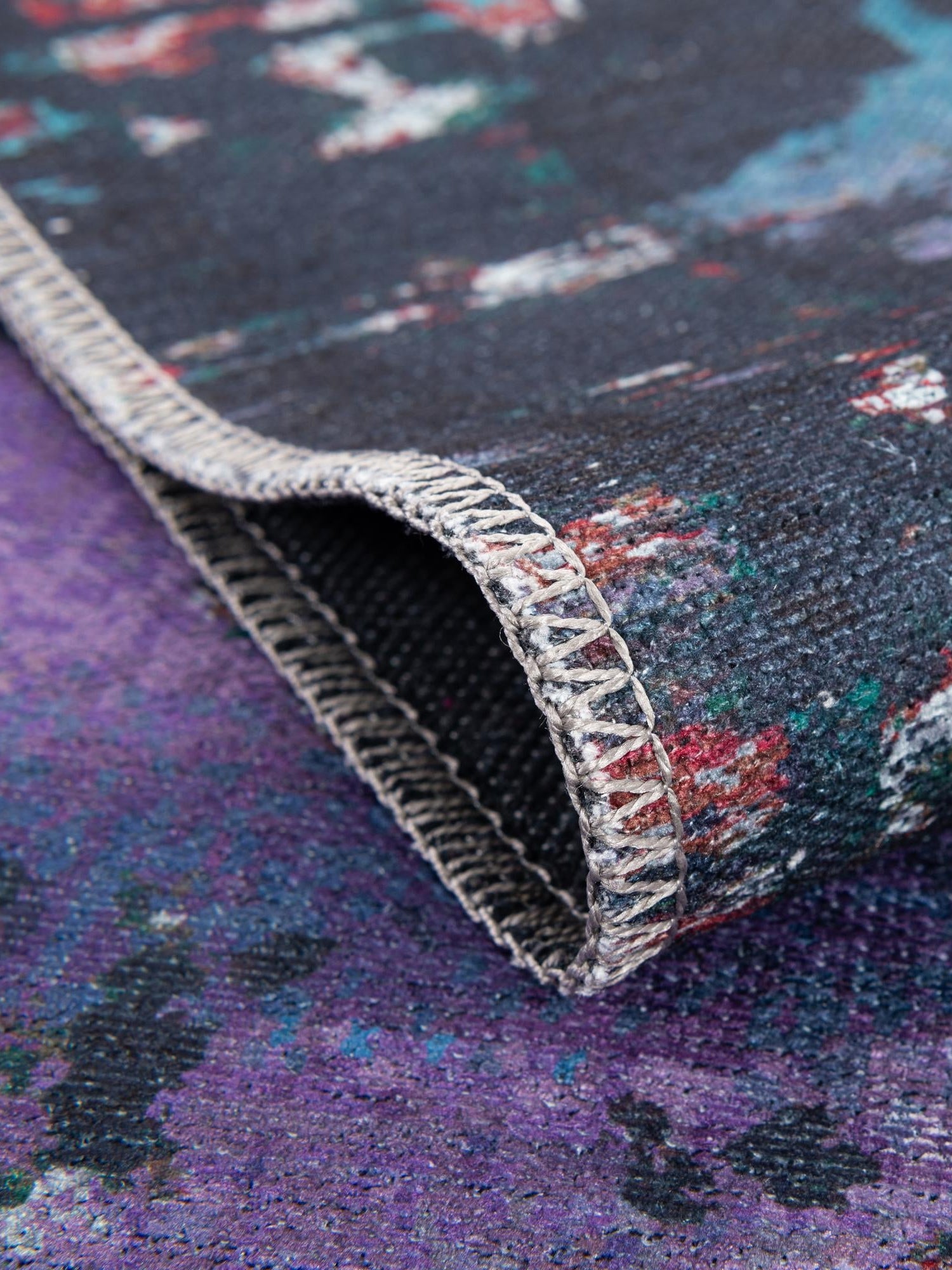 Washable Multicolor Blue 2' x 8' Renaissance Runner Area Rug Easy to Clean Stain Resistant & Durable Colorful Distressed Vintage Carpet for Sale at Rug Engine