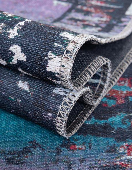 Washable Multicolor Blue 2' x 13' Renaissance Runner Area Rug Easy to Clean Stain Resistant & Durable Colorful Distressed Vintage Carpet for Sale at Rug Engine