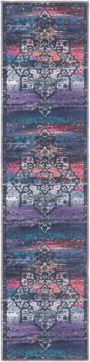 Multicolor Blue 2' x 8' Renaissance Washable Runner Rug