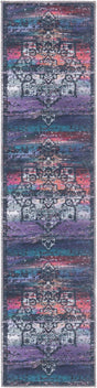 Multicolor Blue 2' x 8' Renaissance Washable Runner Rug