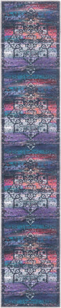 Multicolor Blue 2' x 10' Renaissance Washable Runner Rug