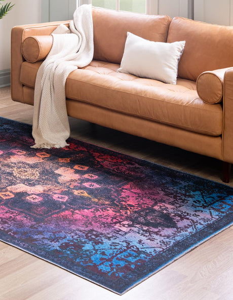 Multicolor Black 10' 6 x 14' Renaissance Washable Rectangle Rug