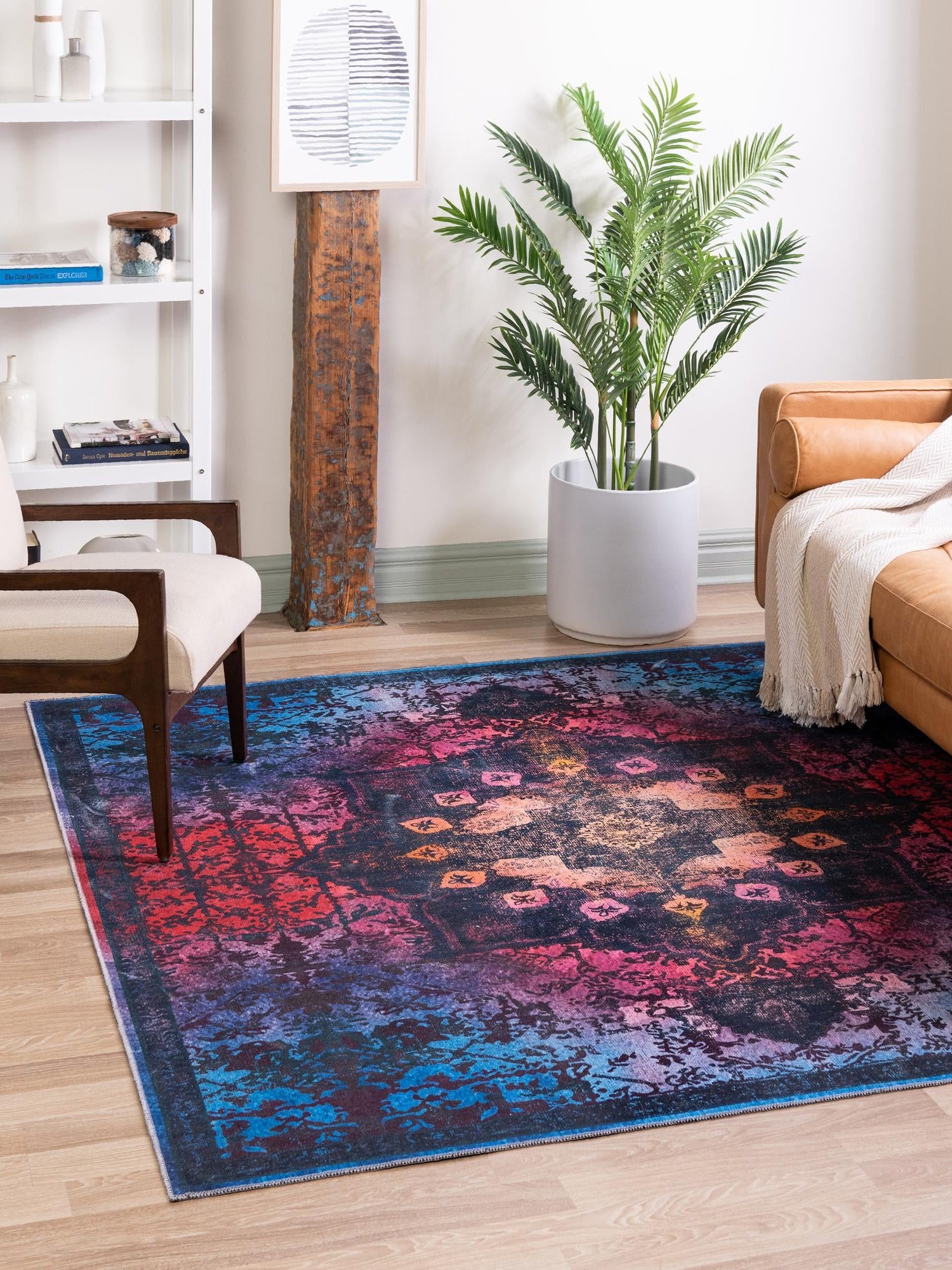 Washable Multicolor Black 10' 6 x 10' 6 Renaissance Square Area Rug Easy to Clean Stain Resistant & Durable Colorful Distressed Vintage Carpet for Sale at Rug Engine