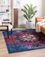 Multicolor Black 8' x 8' Renaissance Washable Square Rug