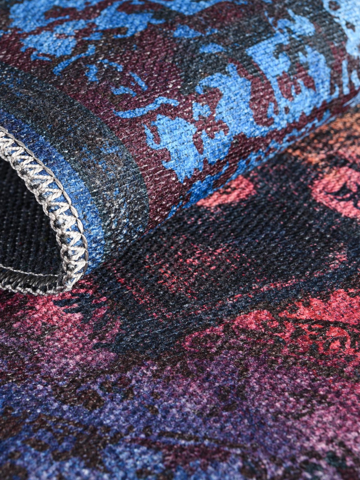 Washable Multicolor Black 2' x 13' Renaissance Runner Area Rug Easy to Clean Stain Resistant & Durable Colorful Distressed Vintage Carpet for Sale at Rug Engine