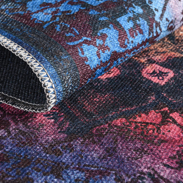 Multicolor Black 2' x 10' Renaissance Washable Runner Rug