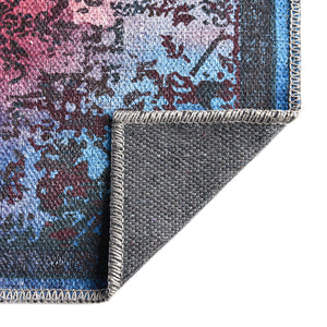 Multicolor Black 2' x 10' Renaissance Washable Runner Rug