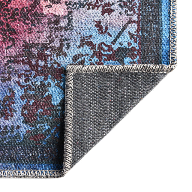Multicolor Black 3' x 12' Renaissance Washable Runner Rug