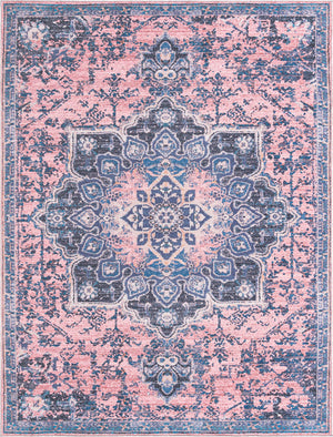 Salmon Pink 9' 2 x 12' Renaissance Washable Rectangle Rug