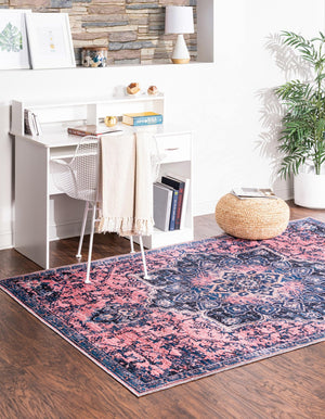 Salmon Pink 10' 6 x 13' Renaissance Washable Rectangle Rug