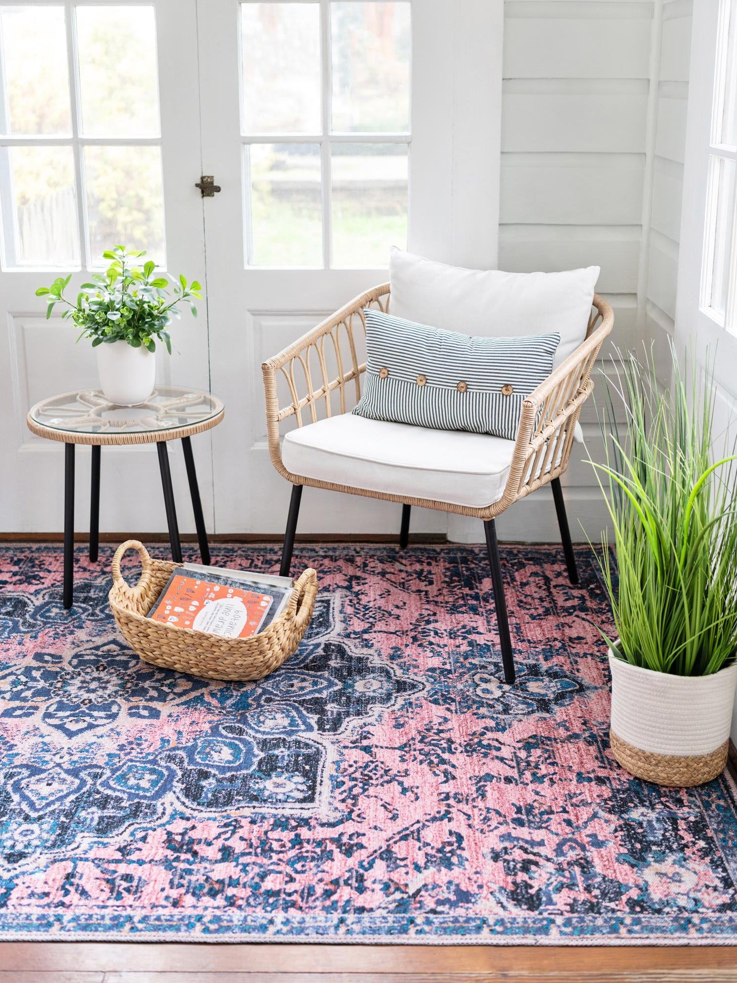 Washable Salmon Pink 10' 6 x 14' Renaissance Rectangle Area Rug Easy to Clean Stain Resistant & Durable Colorful Distressed Vintage Carpet for Sale at Rug Engine