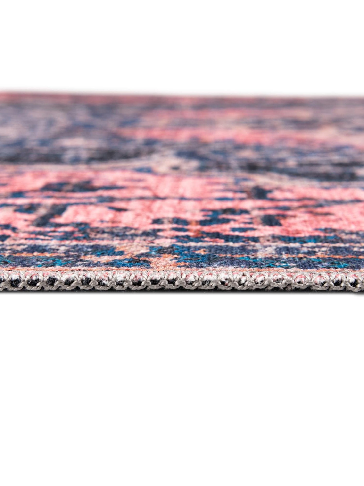 Washable Salmon Pink 9' 2 x 12' Renaissance Rectangle Area Rug Easy to Clean Stain Resistant & Durable Colorful Distressed Vintage Carpet for Sale at Rug Engine
