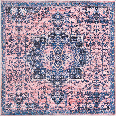 Salmon Pink 8' x 8' Renaissance Washable Square Rug