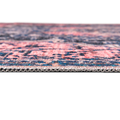 Washable Salmon Pink 7' 3 x 7' 3 Renaissance Square Area Rug Easy to Clean Stain Resistant & Durable Colorful Distressed Vintage Carpet for Sale at Rug Engine