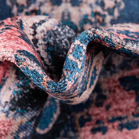 Washable Salmon Pink 7' 3 x 7' 3 Renaissance Square Area Rug Easy to Clean Stain Resistant & Durable Colorful Distressed Vintage Carpet for Sale at Rug Engine